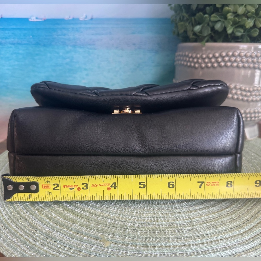 A New Day Sophie Quilted Crossbody Pillow Purse Bag Black with Gold Chain Strap - Picture 6 of 14